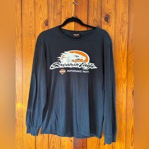Harley-Davidson Black Long Sleeve Screamin' Eagle Logo Shirt with Orange Accent